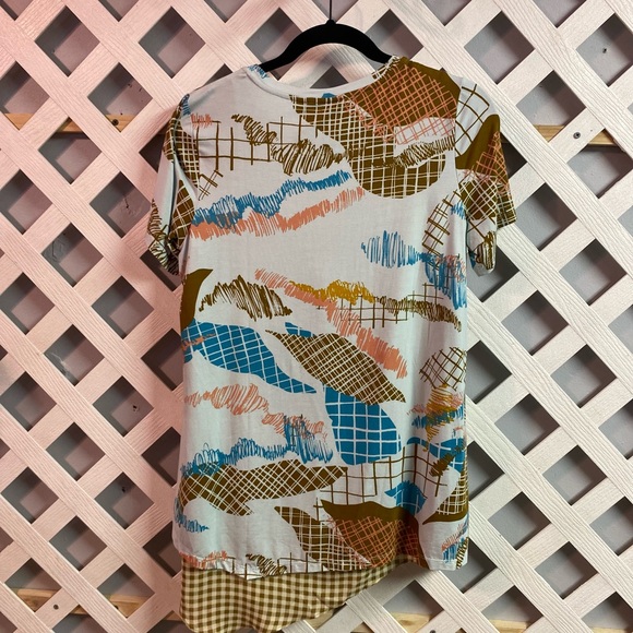 LOGO by Lori Goldstein Printed Rayon 230 Woven Top & Tank Twin Blue Pearl Small - Picture 2 of 4